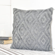 Load image into Gallery viewer, 20" Grey Diamond Pattern Pillow