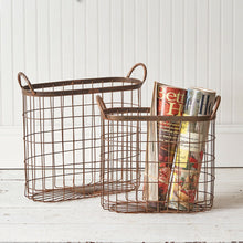 Load image into Gallery viewer, Copper Finish Oval Basket Set