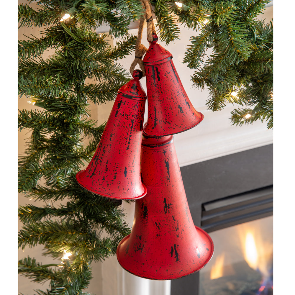 Red Metal Holiday Bells