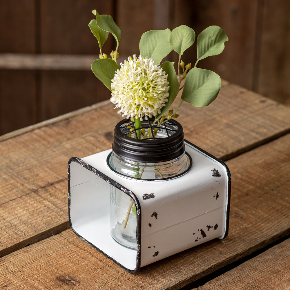 Mason Jar Flower Frog with Caddy