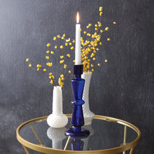 Load image into Gallery viewer, Cobalt Blue Glass Taper Candle Holder
