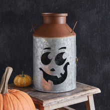 Load image into Gallery viewer, Jack-O-Lantern Milk Can Luminary
