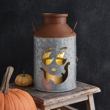Load image into Gallery viewer, Jack-O-Lantern Milk Can Luminary
