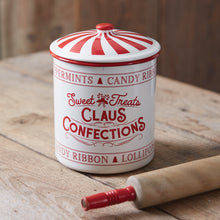 Load image into Gallery viewer, Claus Confections Enameled Christmas Container
