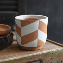 Load image into Gallery viewer, Chevron Terra Cotta Pot and Plate
