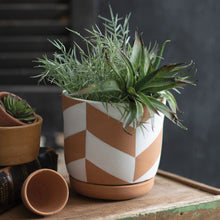 Load image into Gallery viewer, Chevron Terra Cotta Pot and Plate
