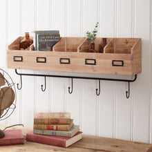 Load image into Gallery viewer, Wood Shelf Organizer with Hooks
