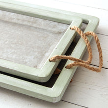 Load image into Gallery viewer, Jade Galvanized Trays with Rope Handles
