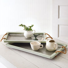 Load image into Gallery viewer, Jade Galvanized Trays with Rope Handles
