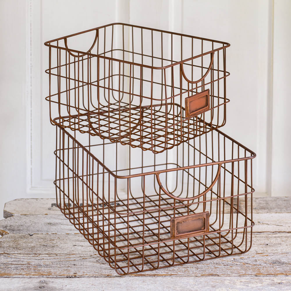 Copper Finish Storage Basket Set