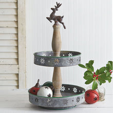 Load image into Gallery viewer, Two-Tiered Metal Christmas Tray
