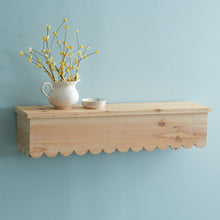 Load image into Gallery viewer, Natural Wood Scalloped Floating Shelf
