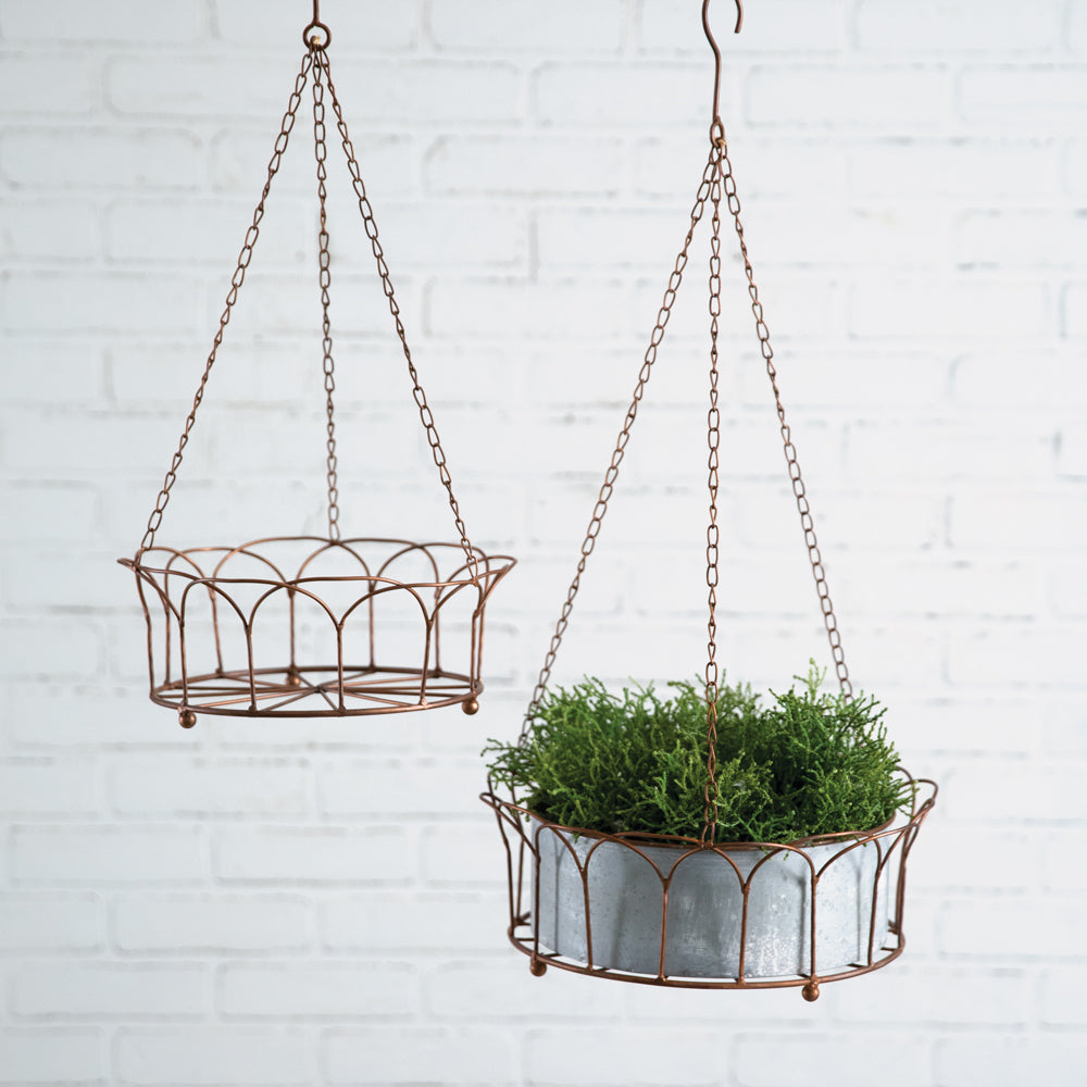 hanging copper planter CTW Home 770558 Copper Finish Hanging Plant Holders