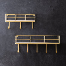 Load image into Gallery viewer, Gold Finish Shelves with Hooks
