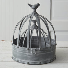 Load image into Gallery viewer, Set of Two Metal Cloches with Birds
