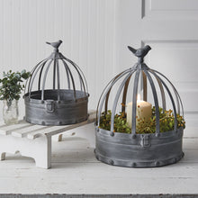 Load image into Gallery viewer, Set of Two Metal Cloches with Birds
