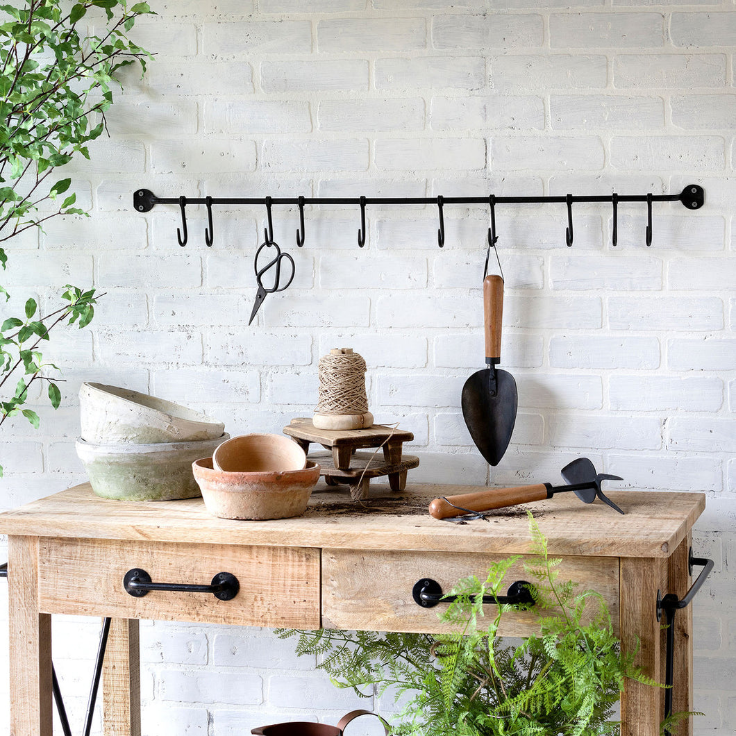 Forged Iron Rack With Hooks