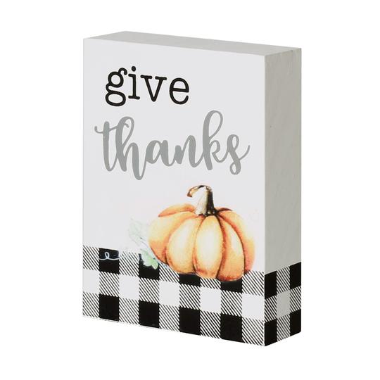 Give Thanks Fall Block Sign