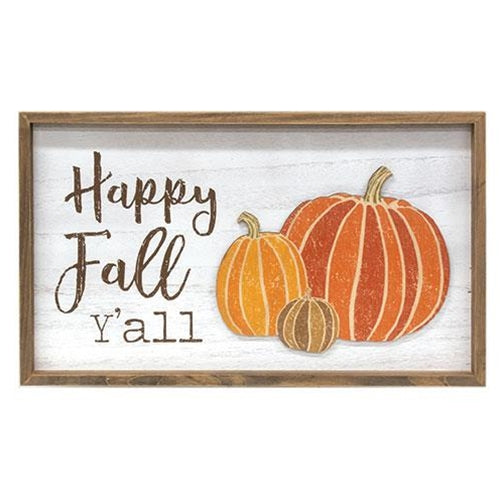 Happy Fall Y'all Framed Sign