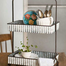 Load image into Gallery viewer, Whitewash Corrugated Two-Tier Tabletop Caddy
