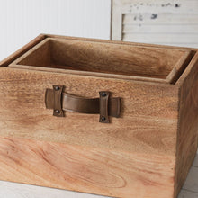 Load image into Gallery viewer, Leather Handled Wooden Box Set

