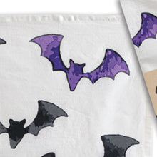 Load image into Gallery viewer, Black and Purple Bats Tea Towel
