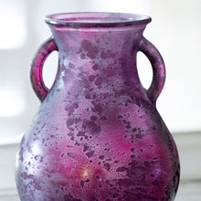 Load image into Gallery viewer, Frosted Cranberry Glass Vase with Handles
