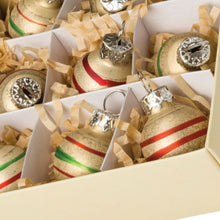 Load image into Gallery viewer, Gold Stripe Mini Balls Ornament Set
