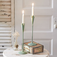 Load image into Gallery viewer, Verdigris Taper Candle Holder Set
