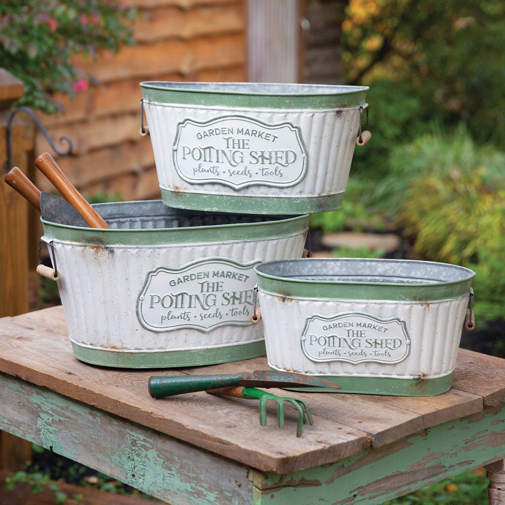 Rustic Potting Shed Buckets