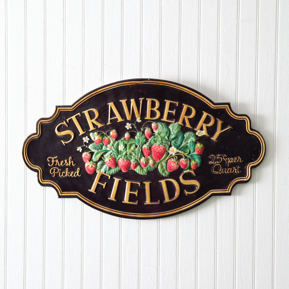 Strawberry Fields Metal Sign – The Home Emporium