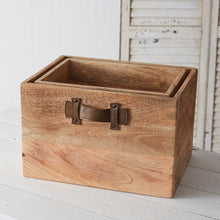 Load image into Gallery viewer, Leather Handled Wooden Box Set
