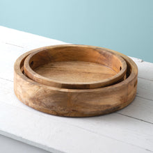 Load image into Gallery viewer, Round Wooden Tray Set
