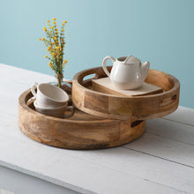 Load image into Gallery viewer, Round Wooden Tray Set
