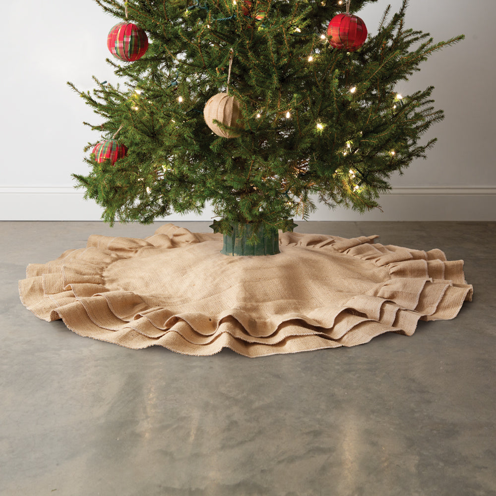 Ruffled Burlap Christmas Tree Skirt