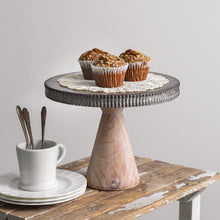 Load image into Gallery viewer, Metal Dessert Stand with Wood Base
