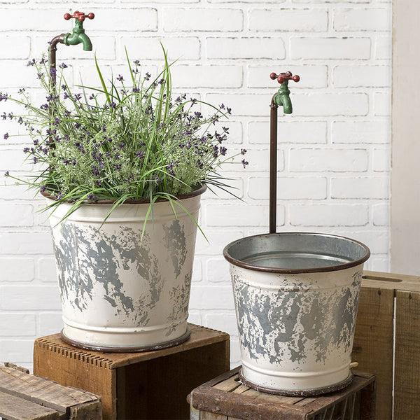 farmhouse planter pots Garden Faucet Flower Buckets – The Home Emporium