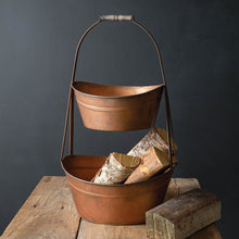 Load image into Gallery viewer, Two-Tier Large Metal Copper Finish Bins
