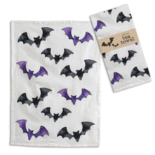 Load image into Gallery viewer, Black and Purple Bats Tea Towel
