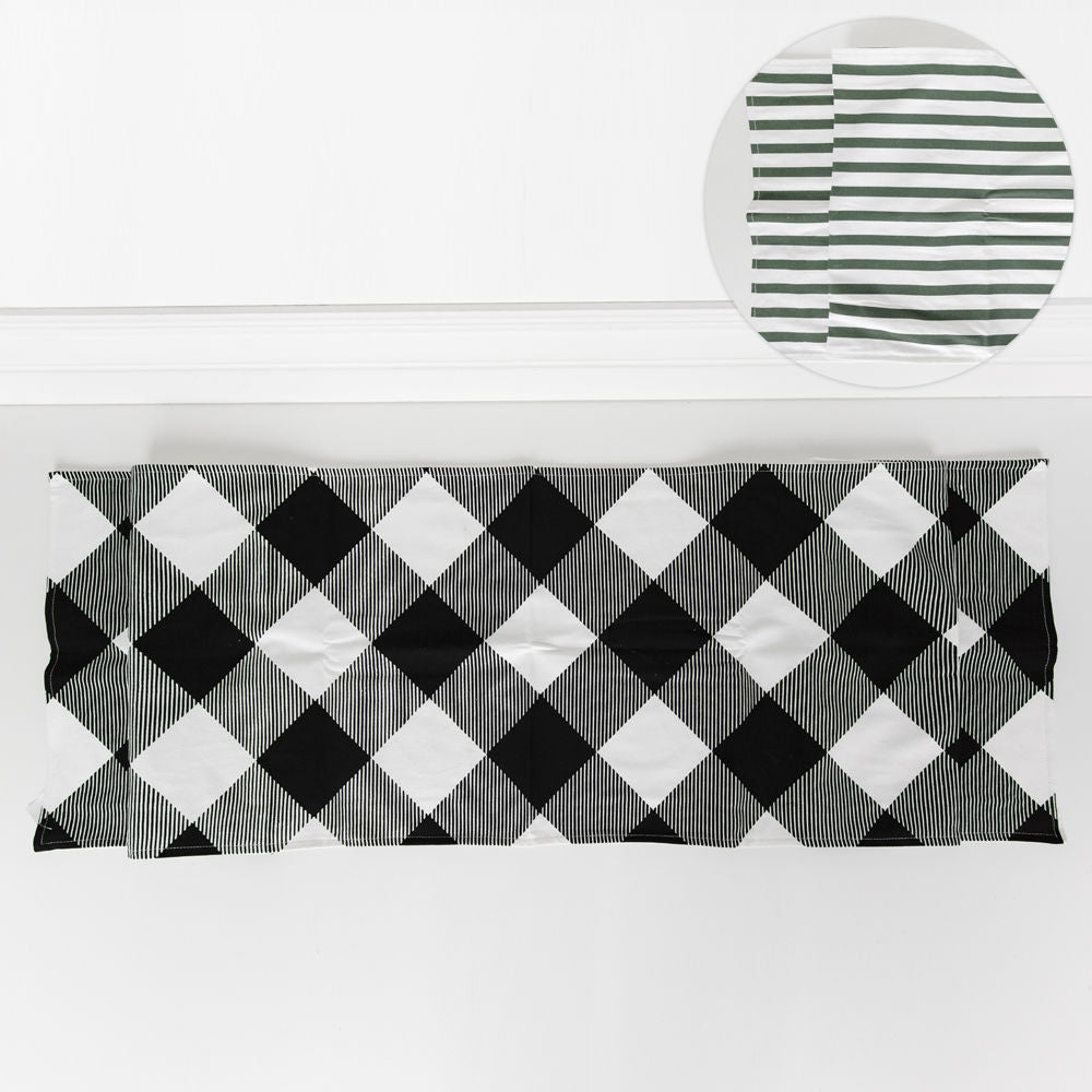 Double Sided Check & Stripe Table Runner