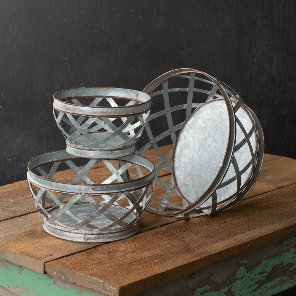 Woven Metal Basket Set Of 3