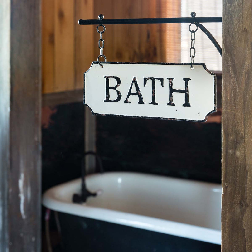 Bath Tin Hanger Sign