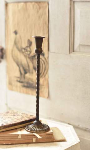 Spindletop Antique Brass Candle Holder
