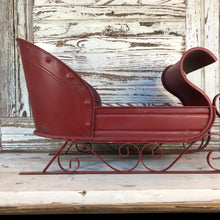 Load image into Gallery viewer, Vintage-Style Red Metal Sleigh
