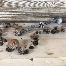 Load image into Gallery viewer, Frosted Mixed Pine Cone Garland
