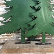 Load image into Gallery viewer, Antique Green Metal Spruce Forest Silhouette
