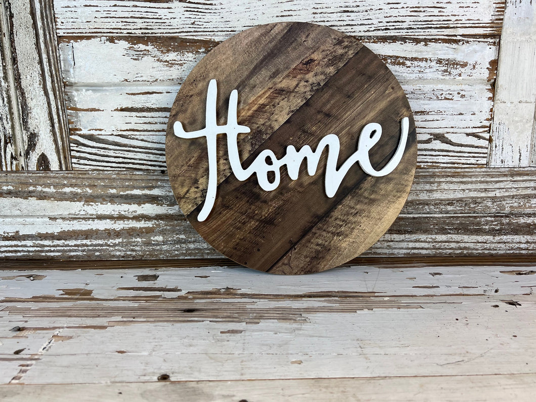 Round Wooden Home Sign