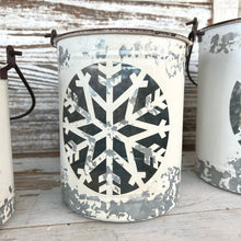 Load image into Gallery viewer, Antique White Snowflake Luminaria Bucket Set
