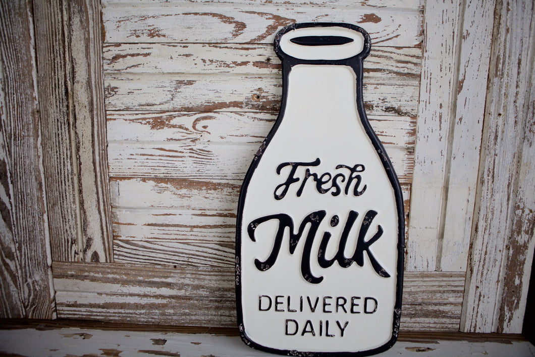 Fresh Milk Bottle Sign