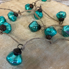 Load image into Gallery viewer, Teal Mercury Glass Ornament Garland
